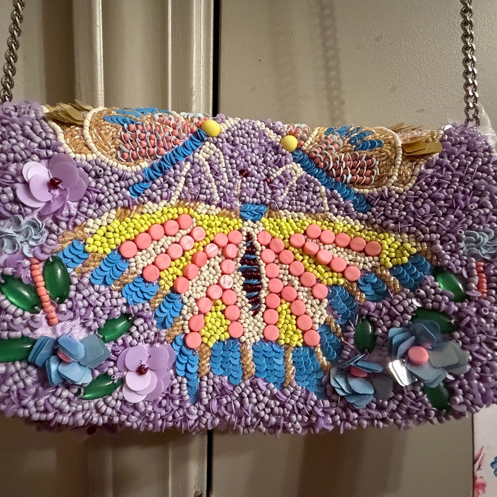 Embellished Purple Butterfly Women's Bag - Picture 2 of 6